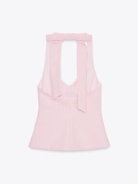 ZARA Halter top with Back Bow Pastel Pink Large